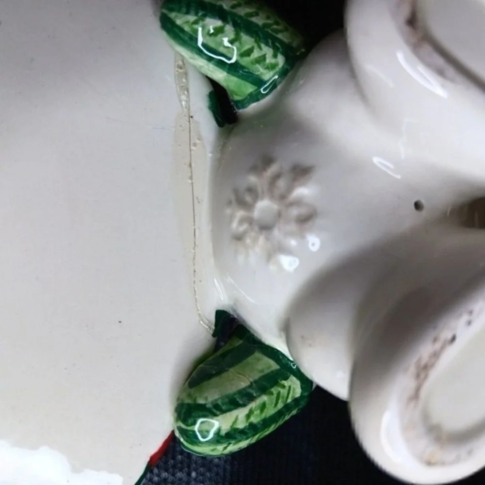 Fitz Floyd Snowman Candle Holder Christmas Ceramic Winter Decor Repaired‎